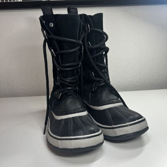 Sorel Joan Of Arctic Tall Snow Winter Boot Black Women's Size 7 Missing Fur - Picture 2 of 7